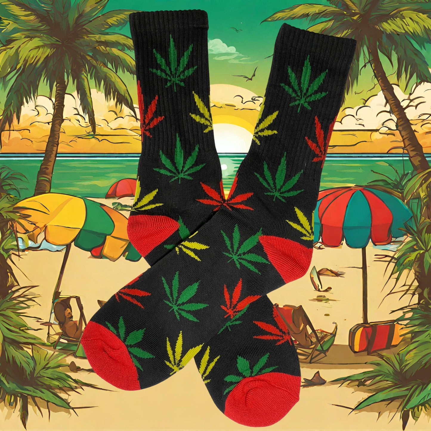 Rasta Leaf Crew Socks