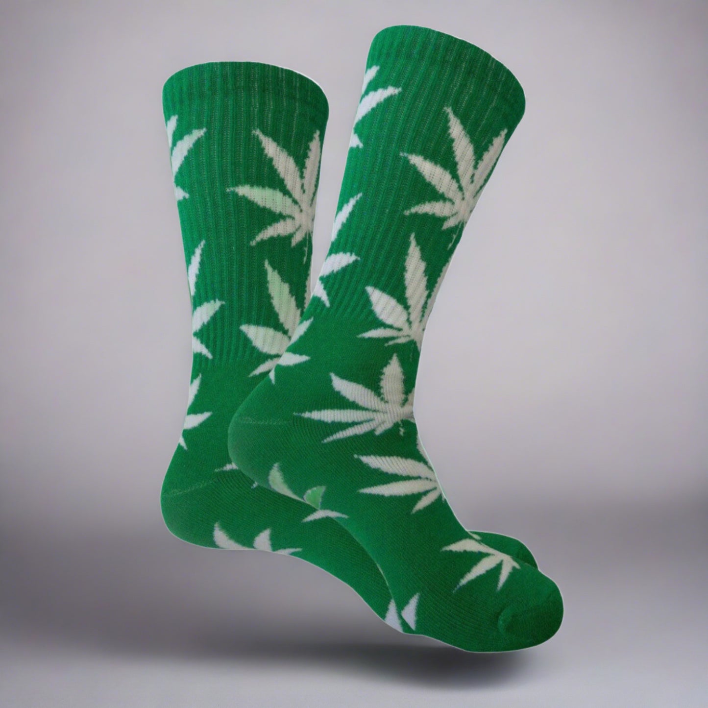green marijuana leaf socks