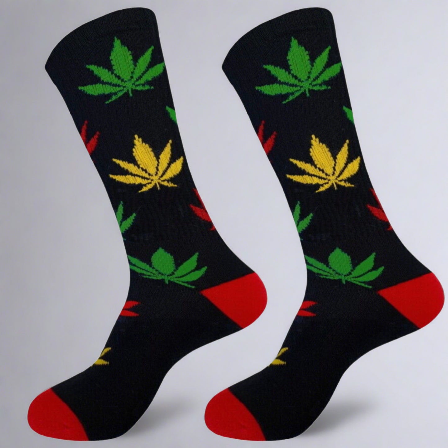 rastafarian marijuana leaf socks