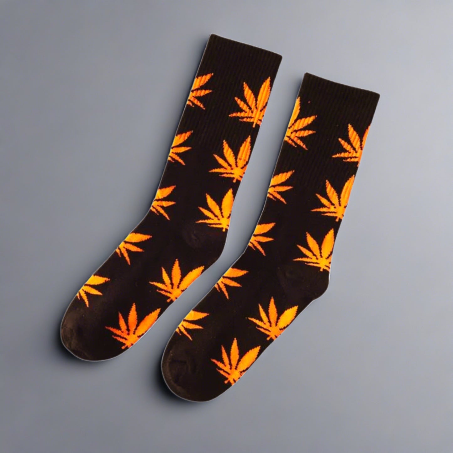 black and orange weed socks