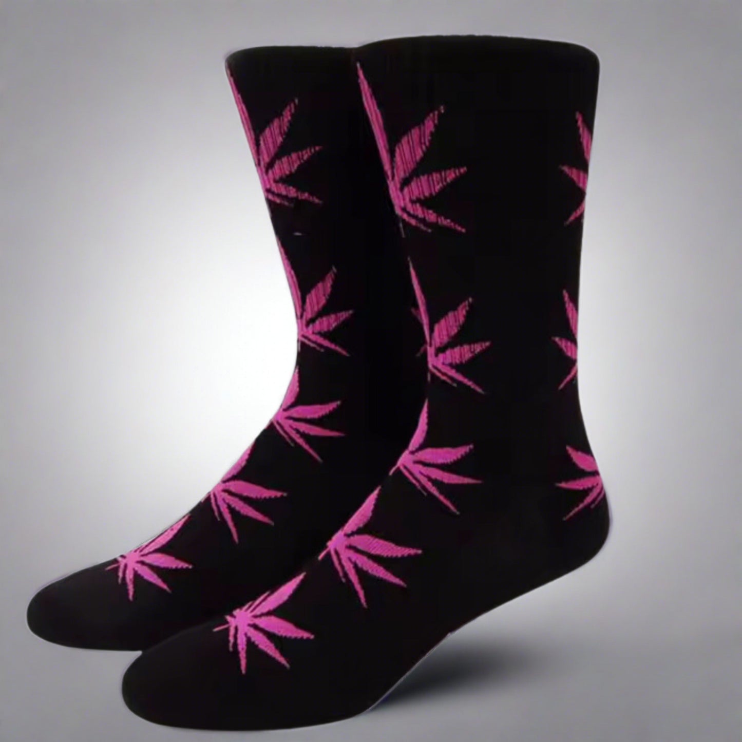 black and purple marijuana leaf socks