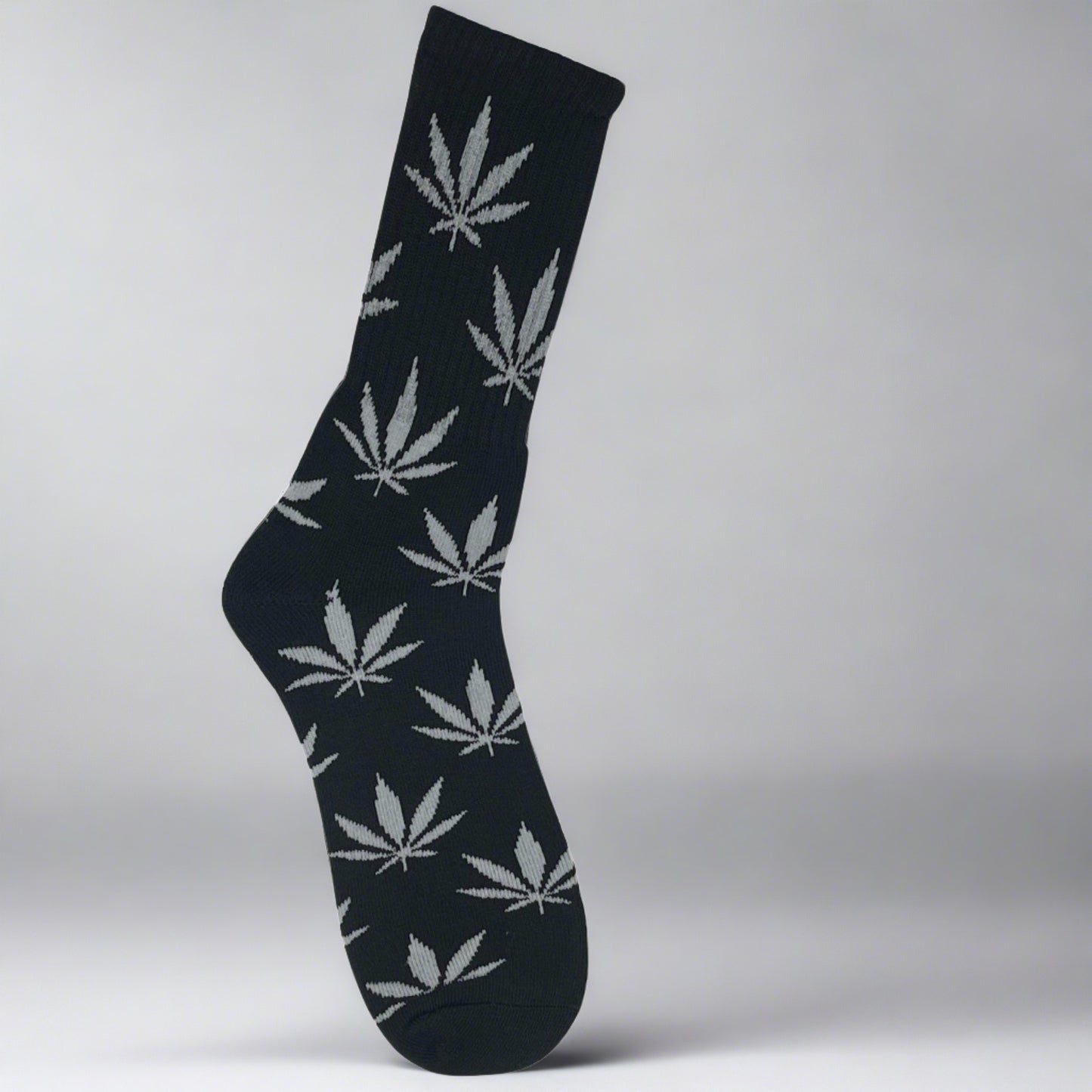 a black and white weed sock