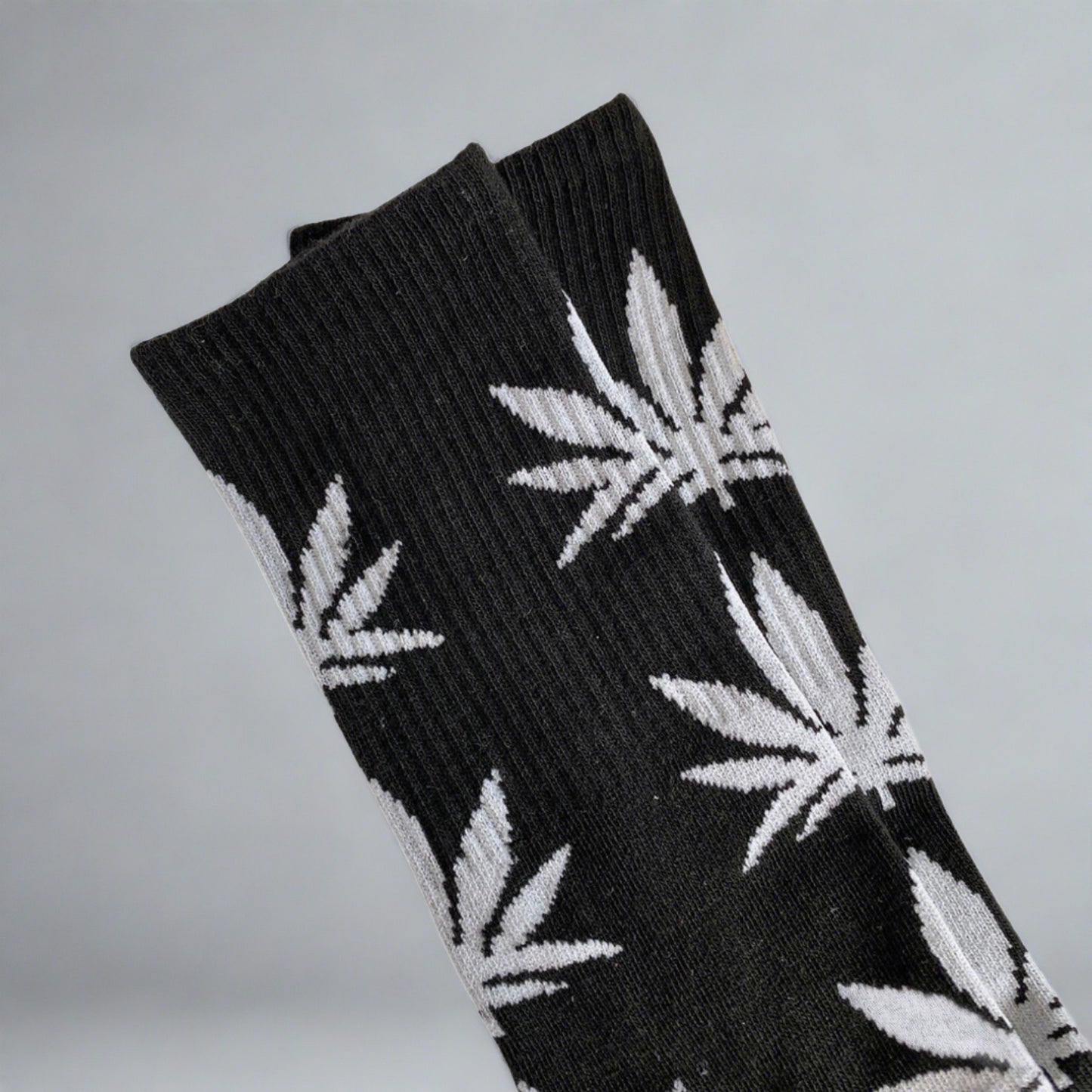 black weed crew socks