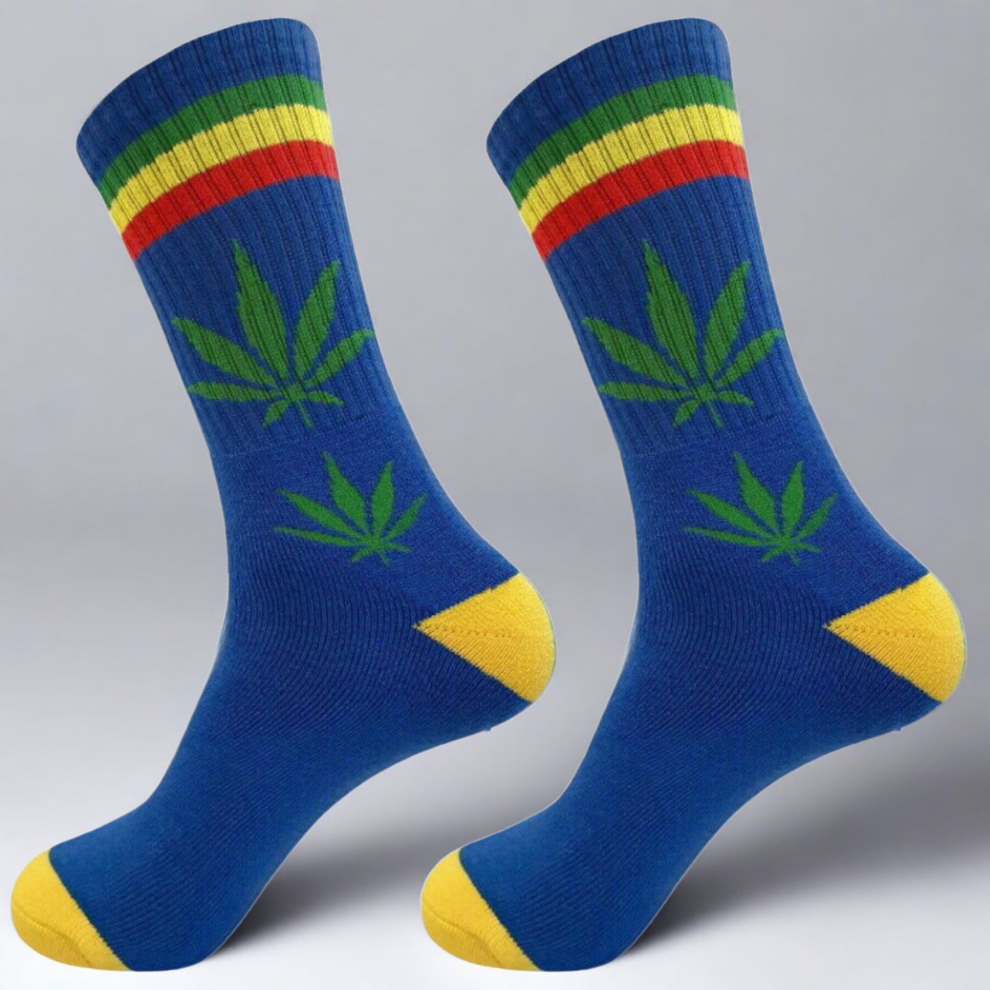 blue marijuana leaf socks