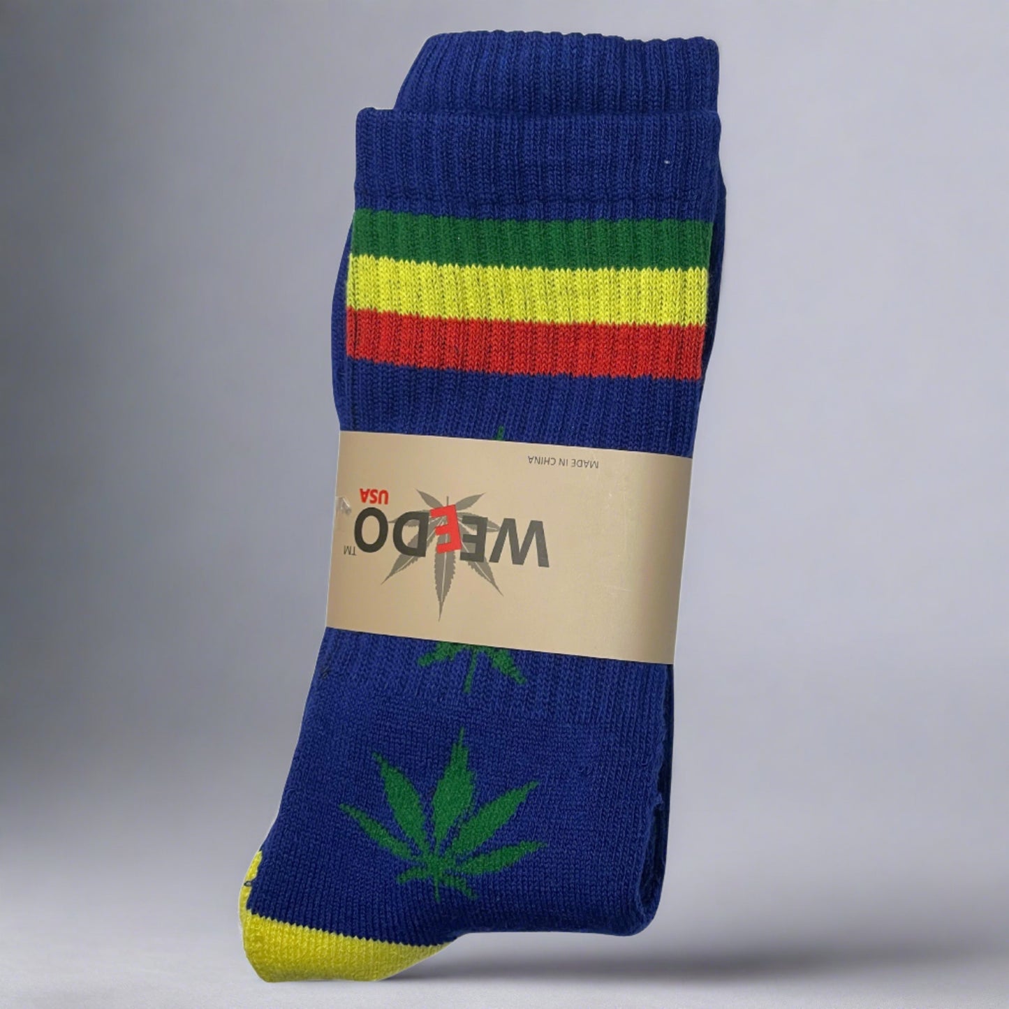 a pack of a pair of blue weed socks