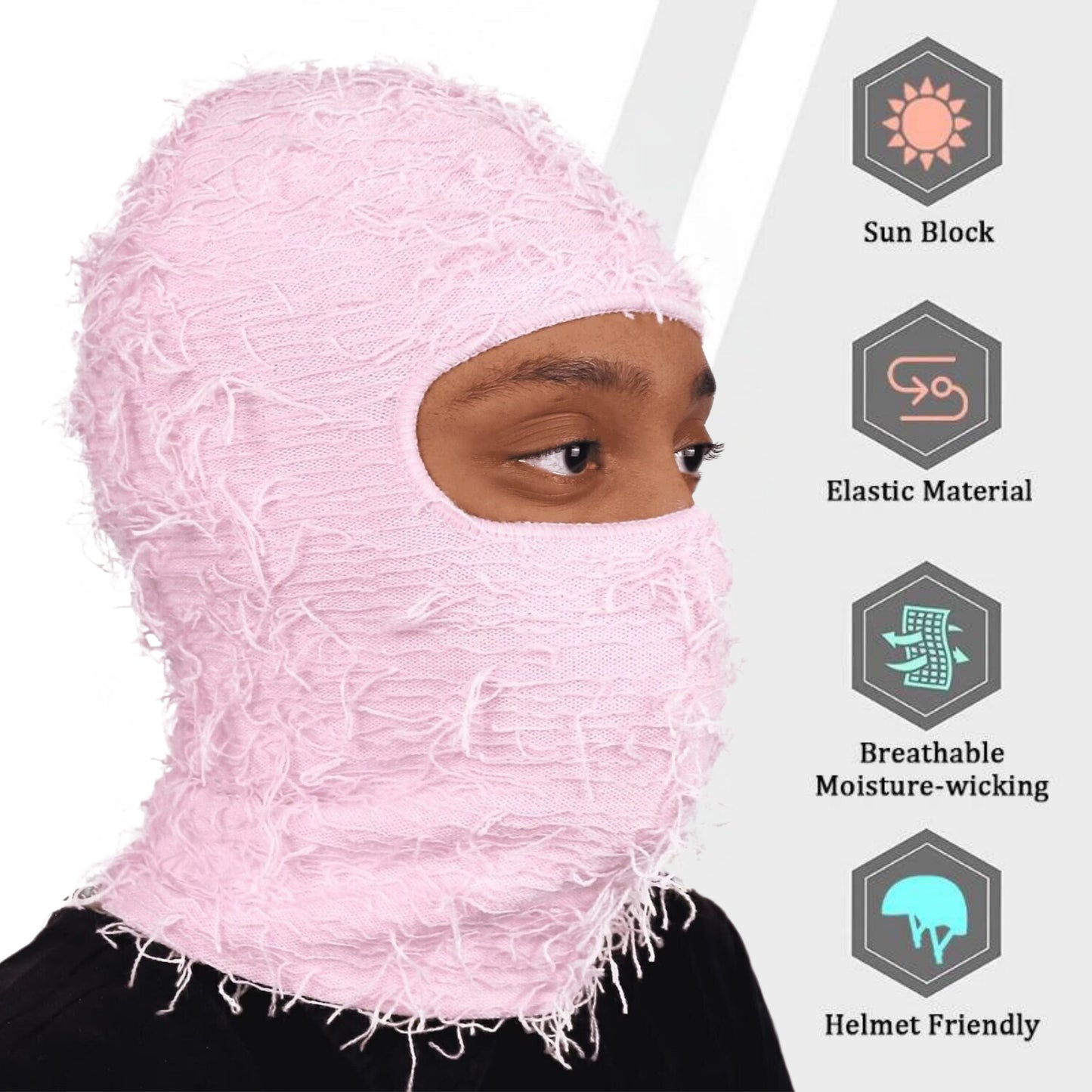 Light Pink Yeat Distressed Balaclava Ski Mask