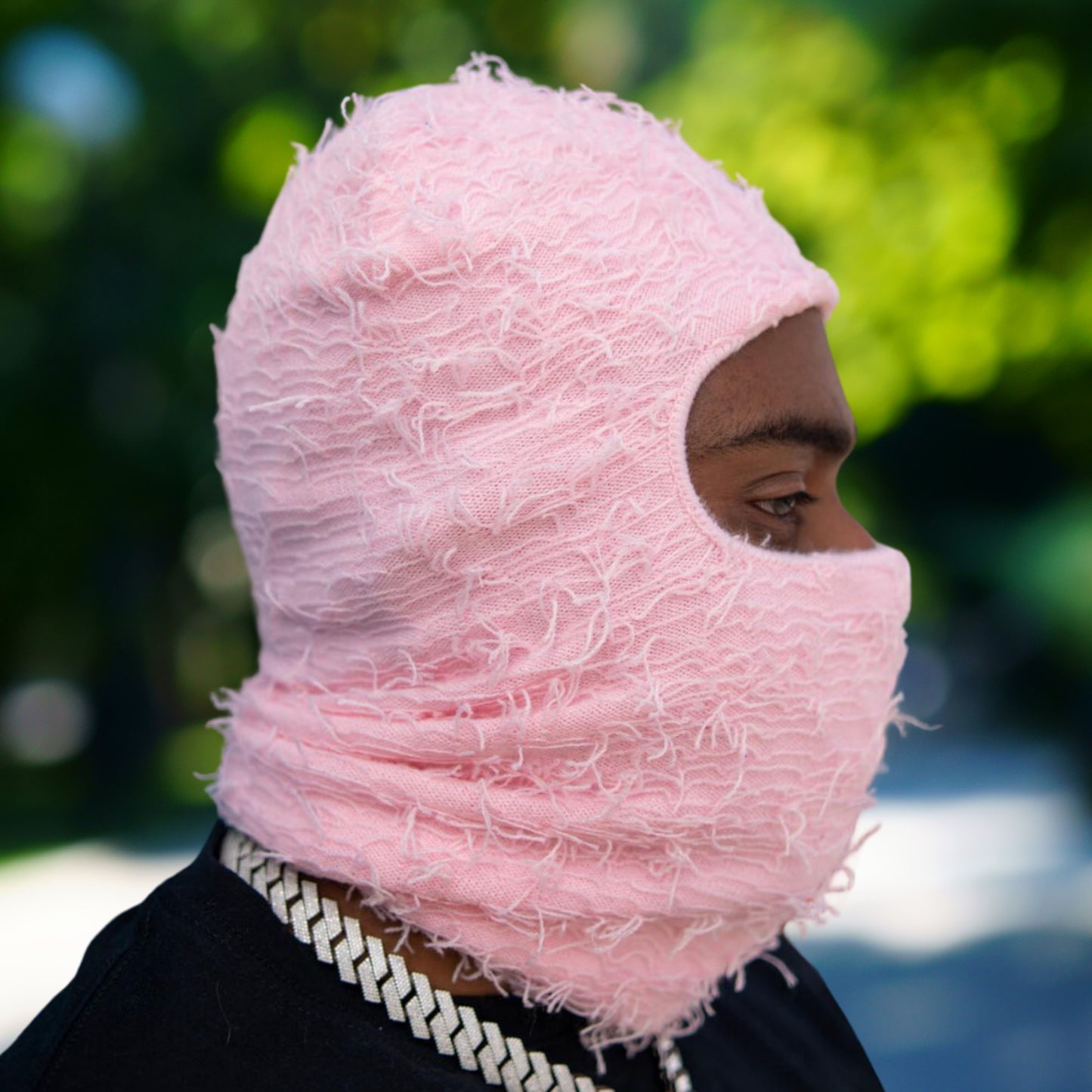 Light Pink Yeat Distressed Balaclava Ski Mask