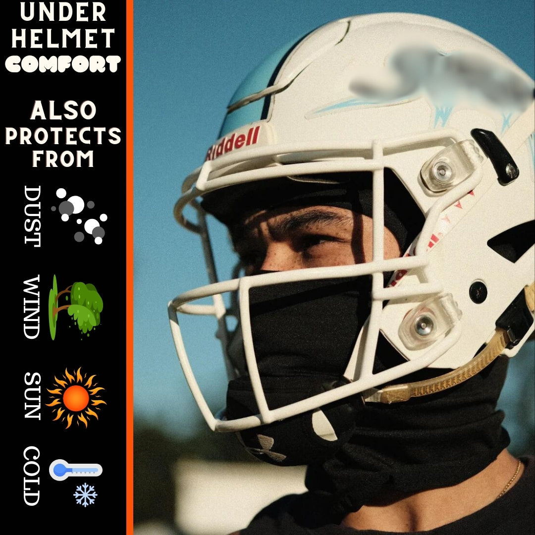 Shiesty balaclava ski mask fits comfortably under football helmets. Black mask for outdoor recreational sports. Paintball, Airsoft, ATV Riding, Camping, Fashion Accessory, Football Baseball and softball Games, Hiking, Trekking, Hunting, alpine skiing,Running, Climbing, Cycling, Motorcycling, Motocross, snowboarding, Kayaking, Skateboarding, Scooter Riding, , Extreme sports, contest, Go-cart racing
