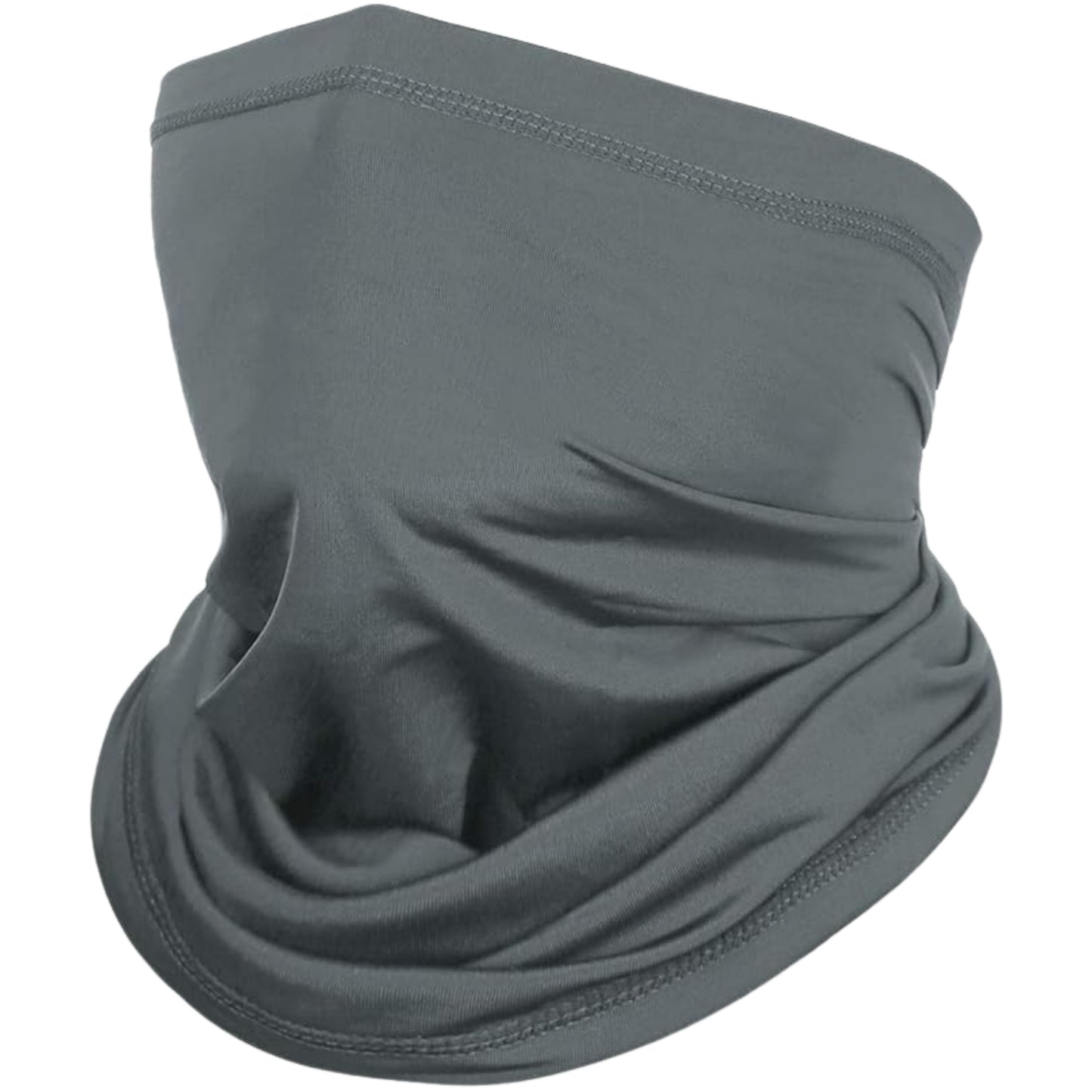 Grey neck gaiter tube half mask face cover ski buff unisex fashion for the head.