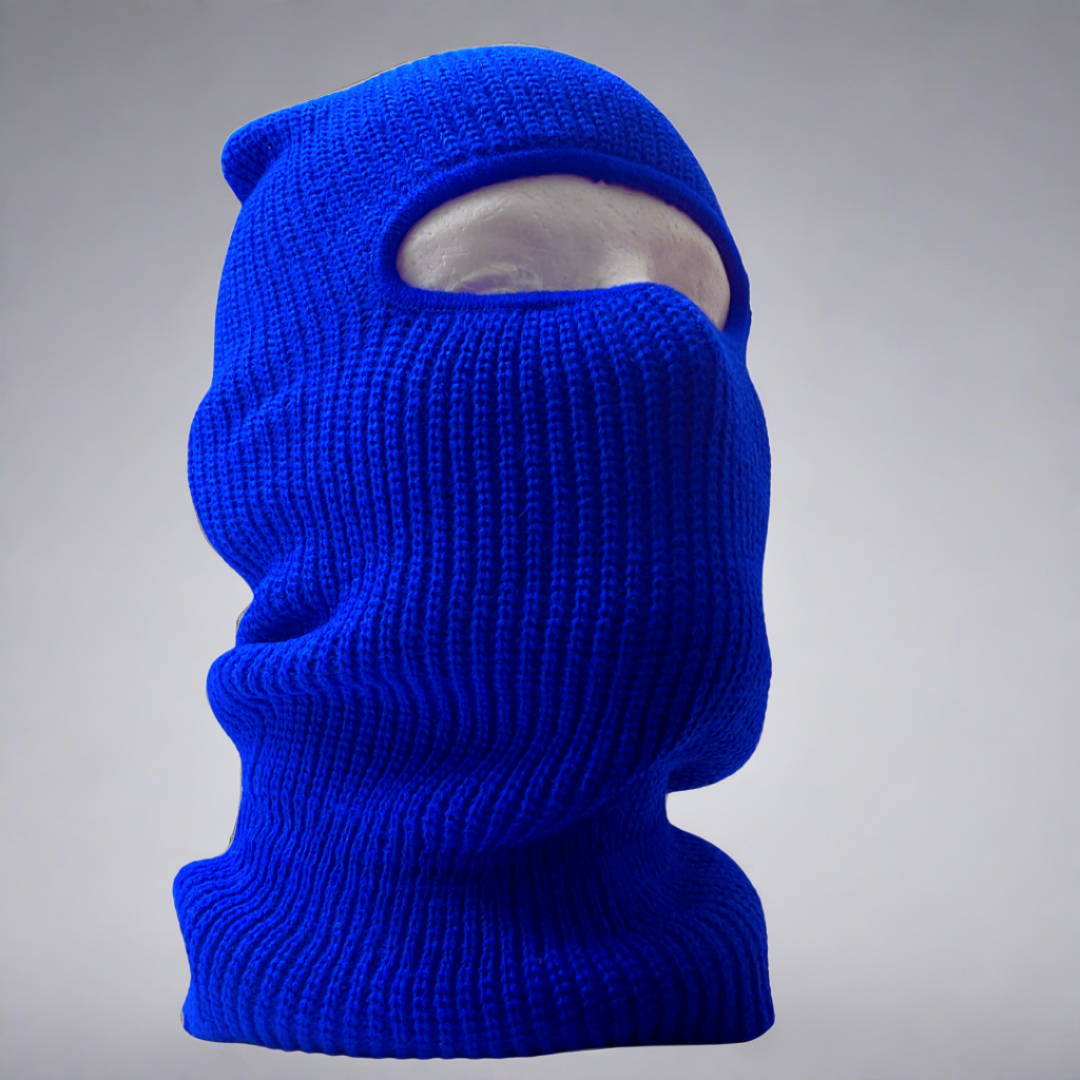 Blue one-hole ski mask balaclava tough and durable made with high-quality materials built to last for cold-weather, outdoor work, sports and activities