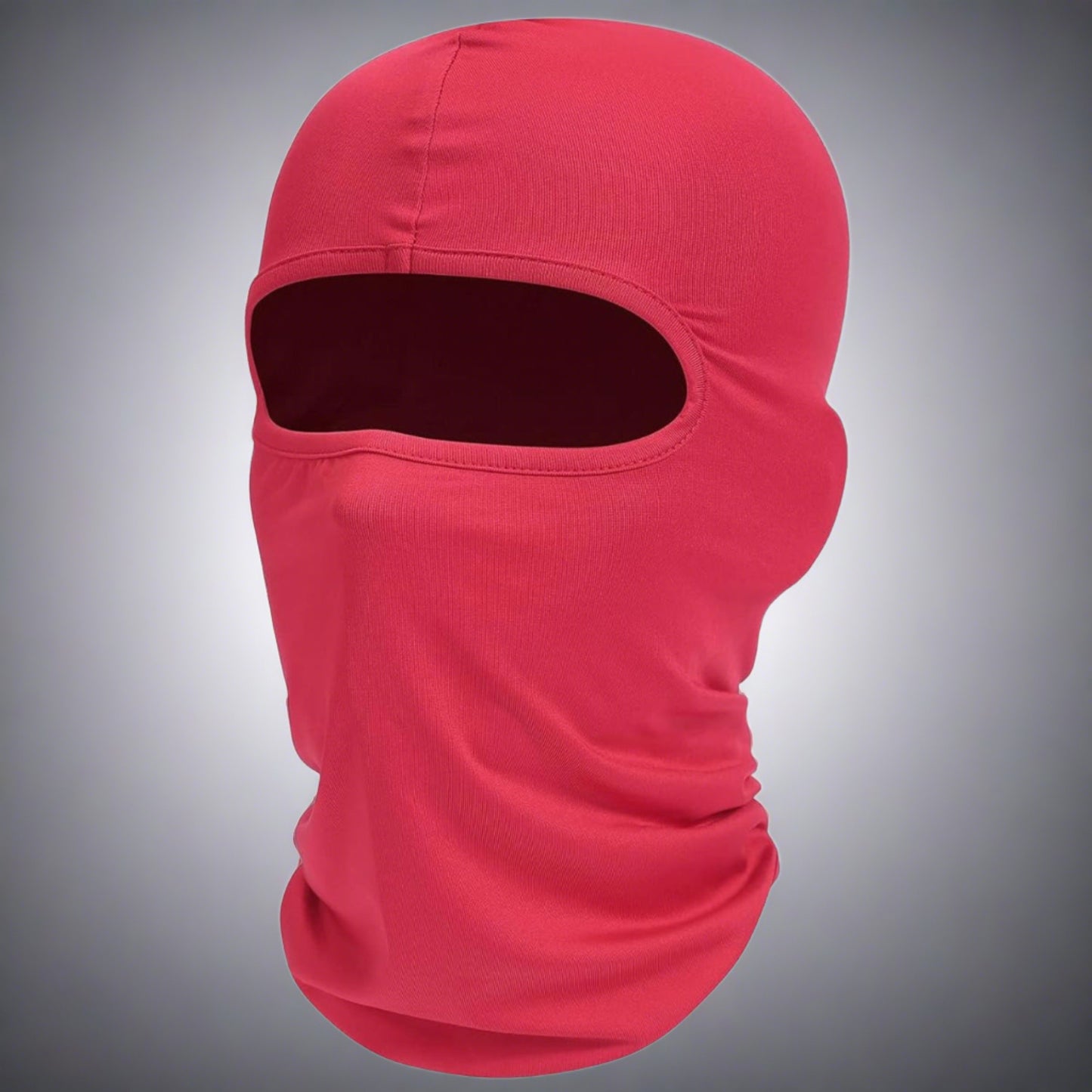 Red thin ski mask.