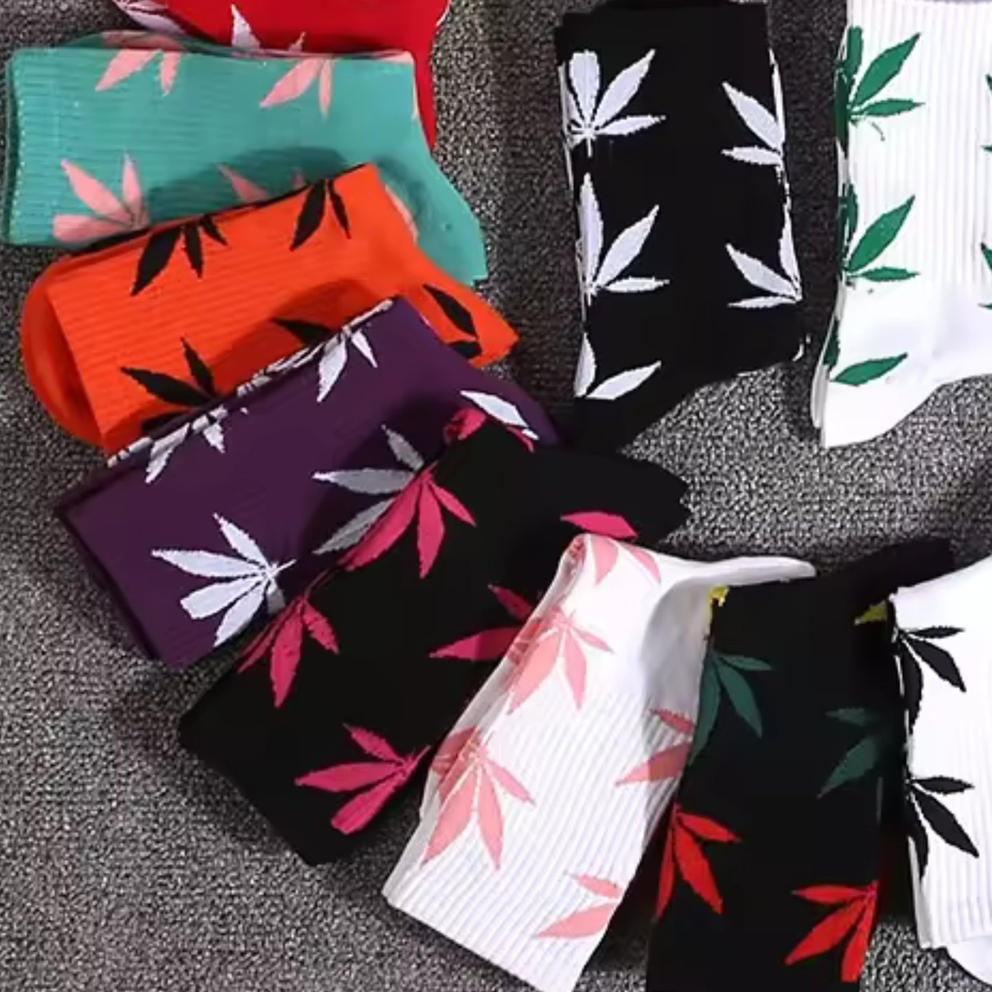 Variety of multiple marijuana, weed socks