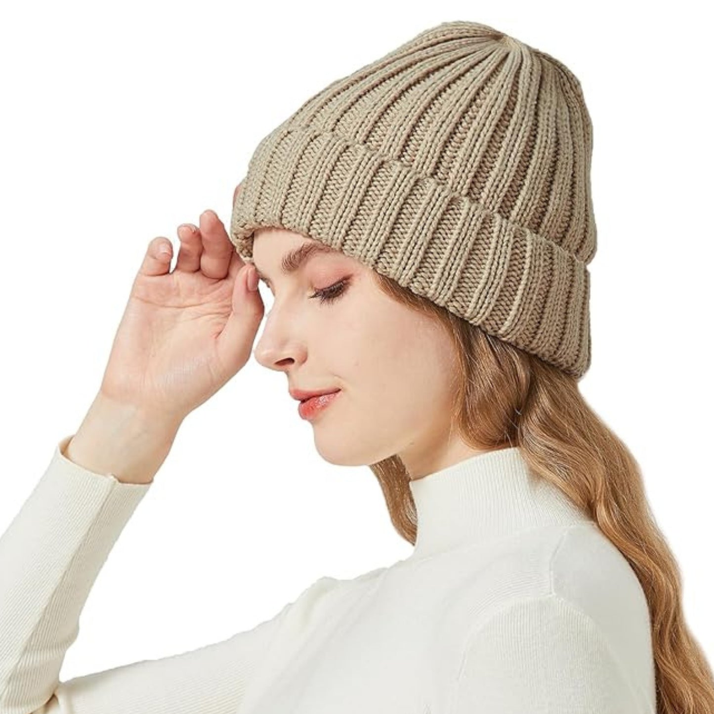 brown beanie tan satin lined head