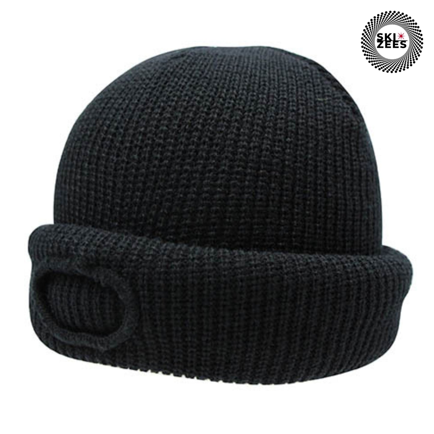 Black Ski mask rolled-up as a beanie