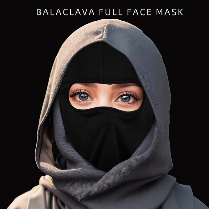 balaclava full face mask black mask grey hoodie womens