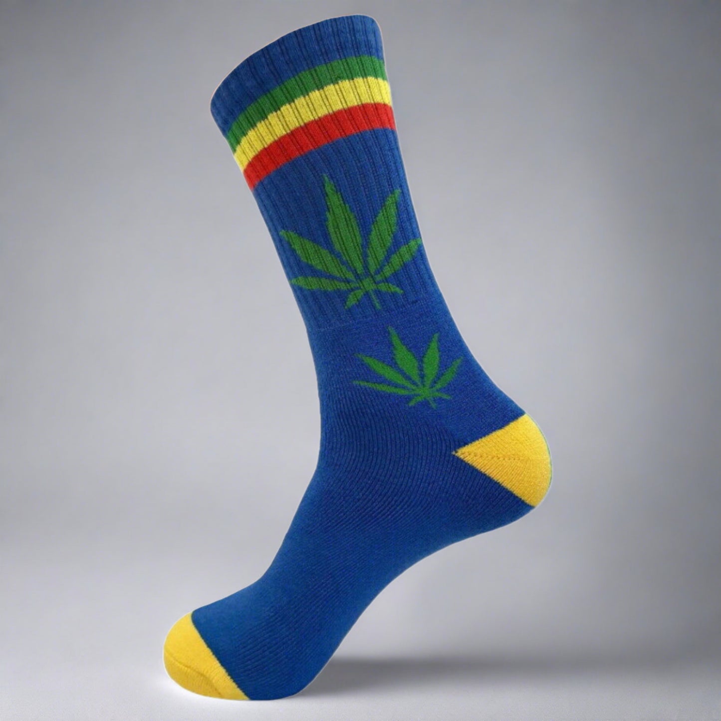 blue and green pot leaf socks