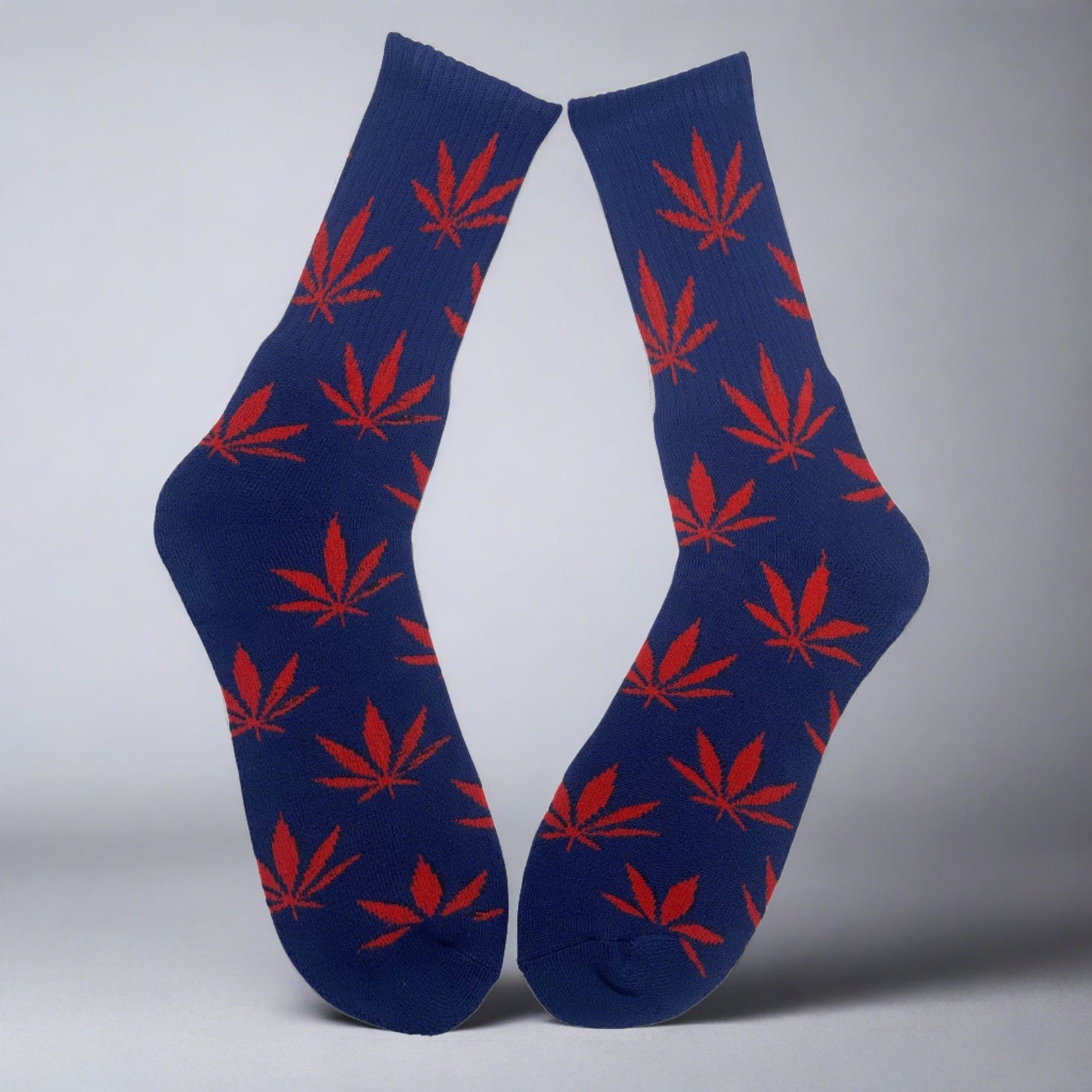 a pair of blue weed socks