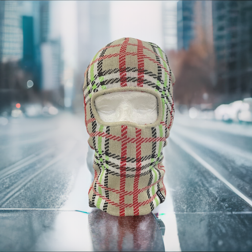 Plaid 1-hole ski mask flannel
