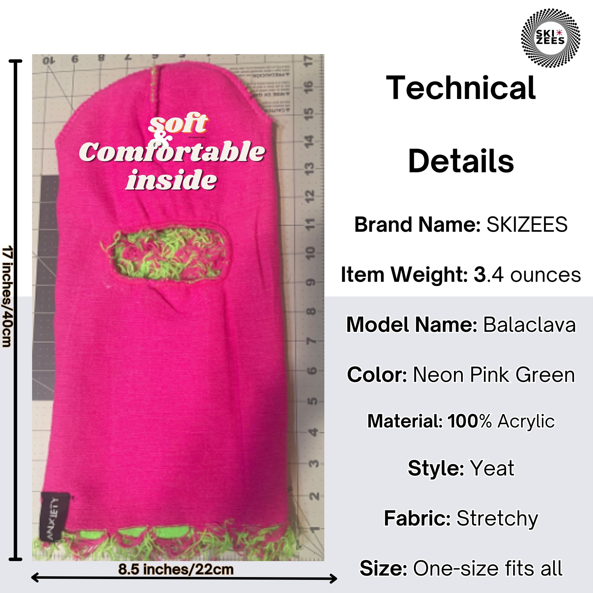Neon, green, pink, distressed, mask inside out soft and comfortable