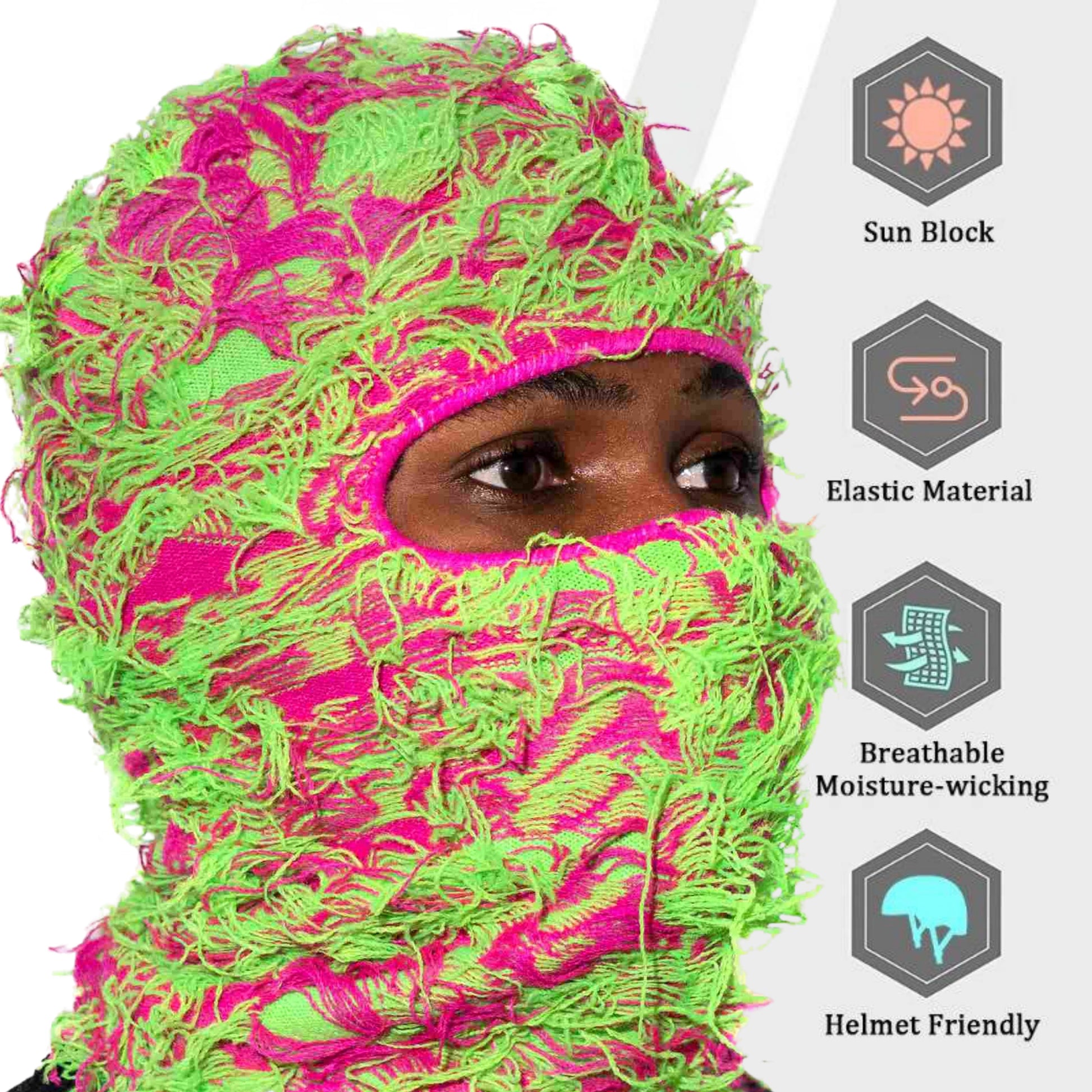 neon pink and green yeat ski mask