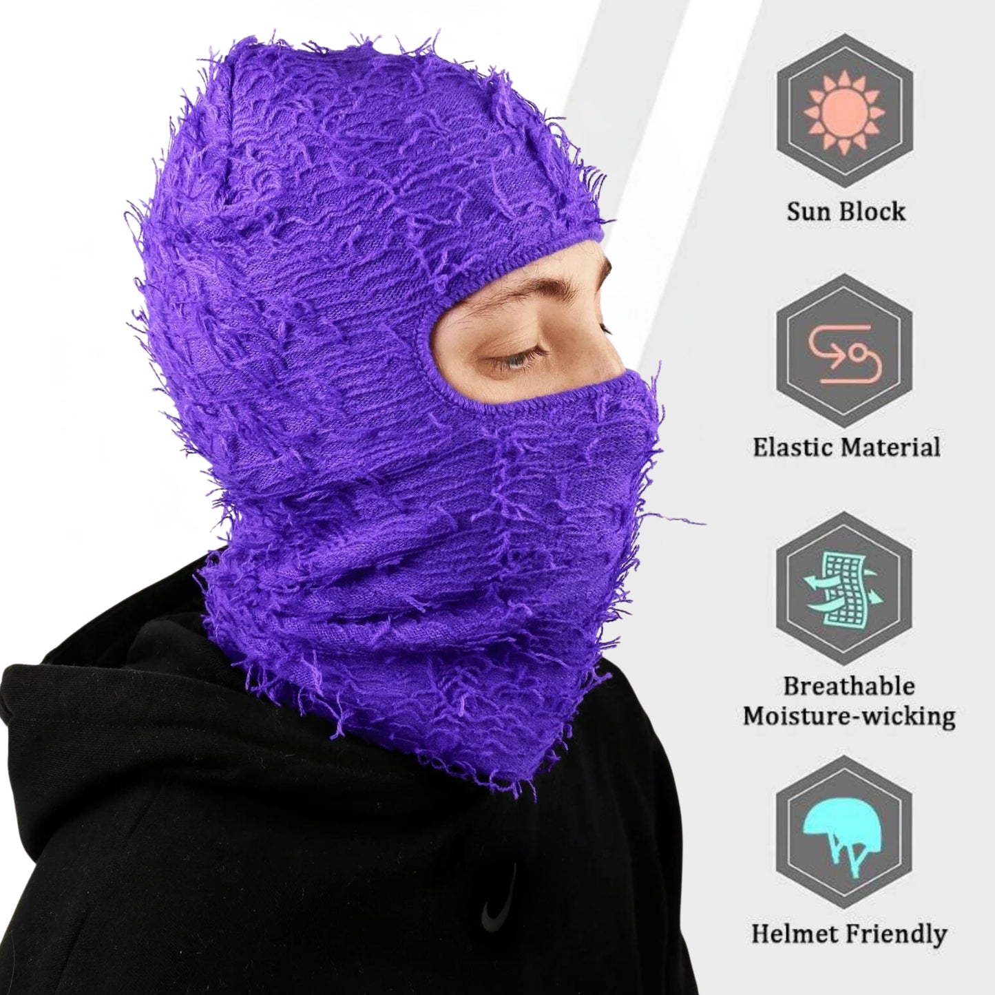 purple Yeat fuzzy balaclava ski mask for women