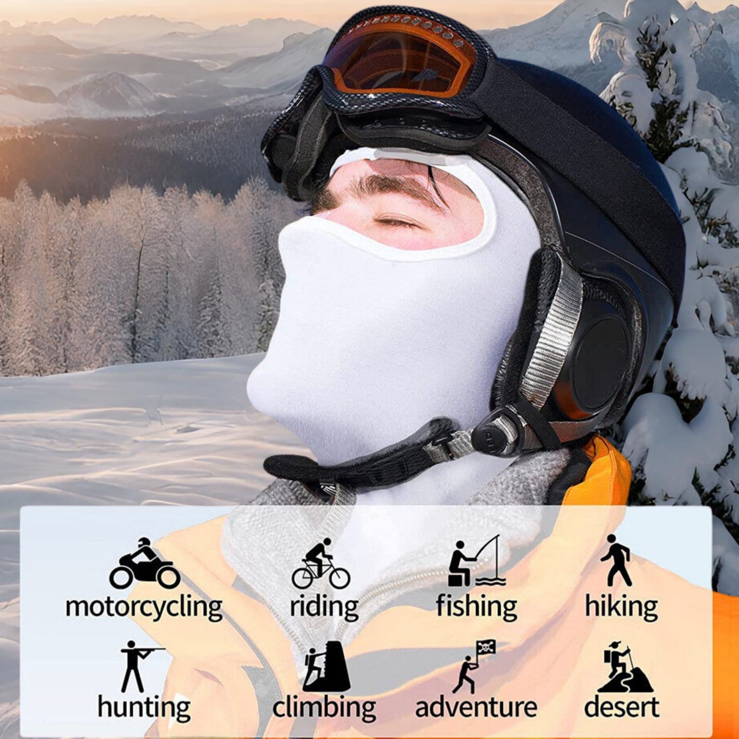 Motorcycling, riding fishing, hiking hunting, climbing adventure, desert white ski mask Balaclava
