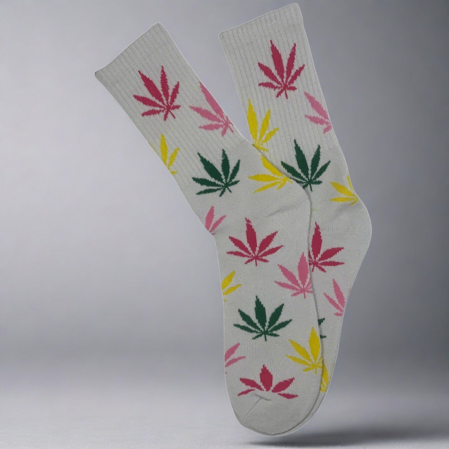 white weed socks with colors
