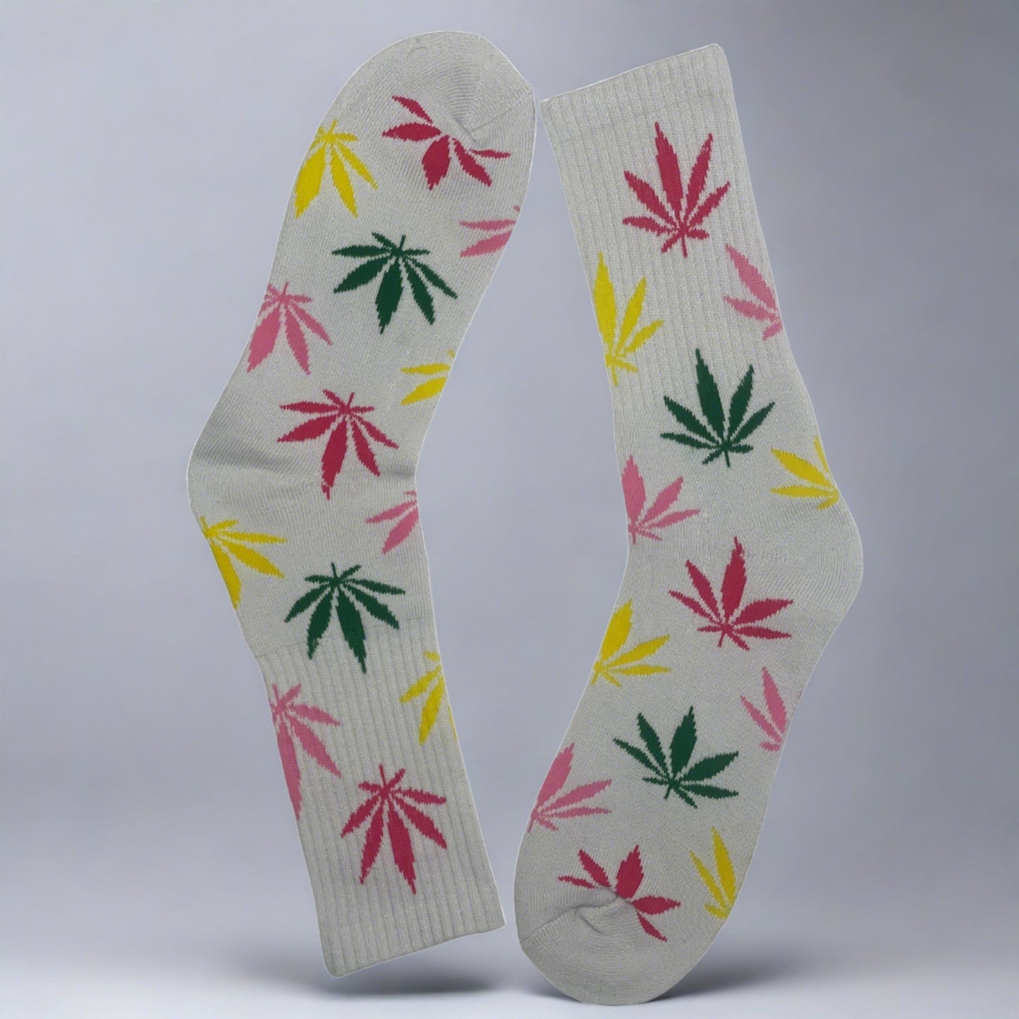 cannabis socks white multicolored