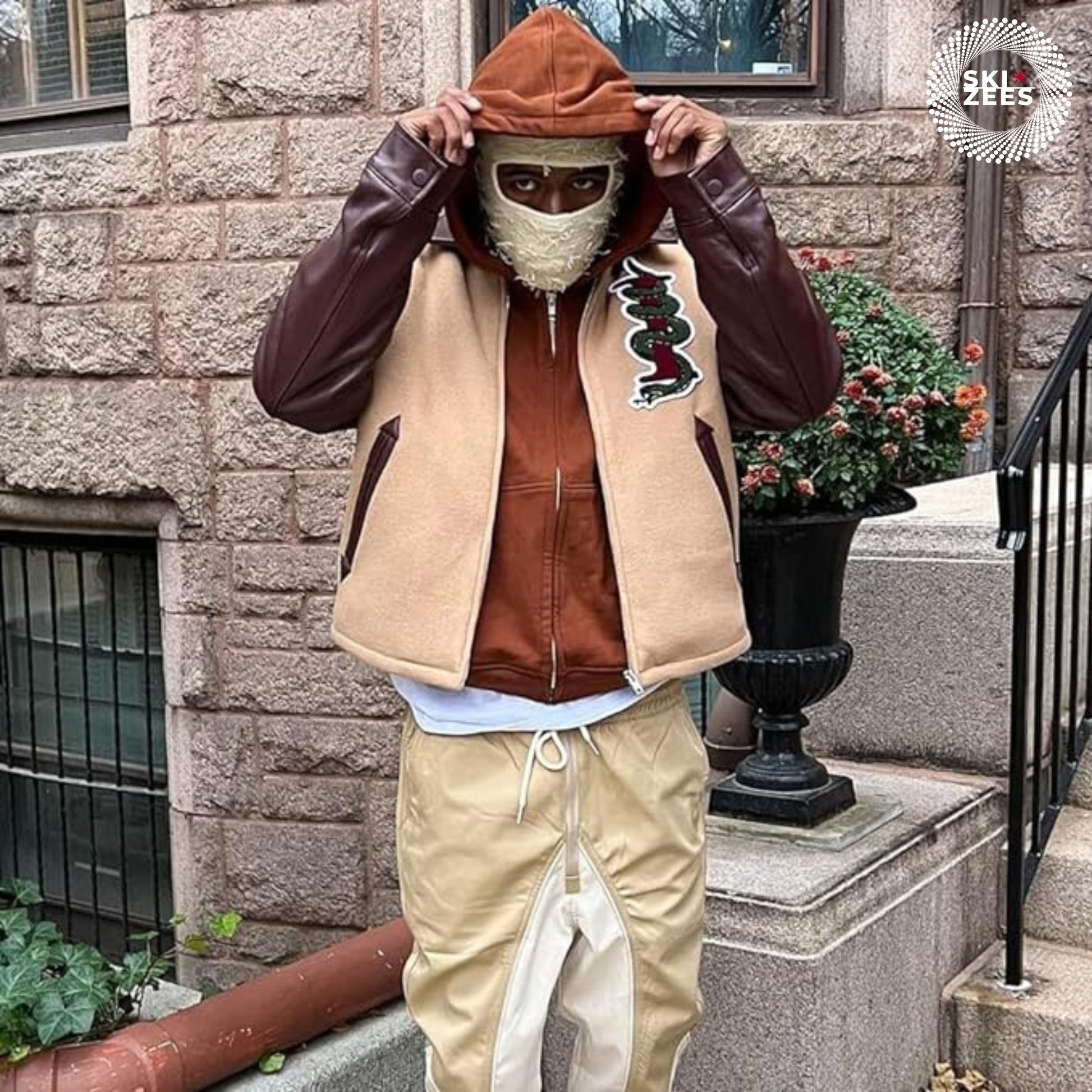 cream tan colored ski mask