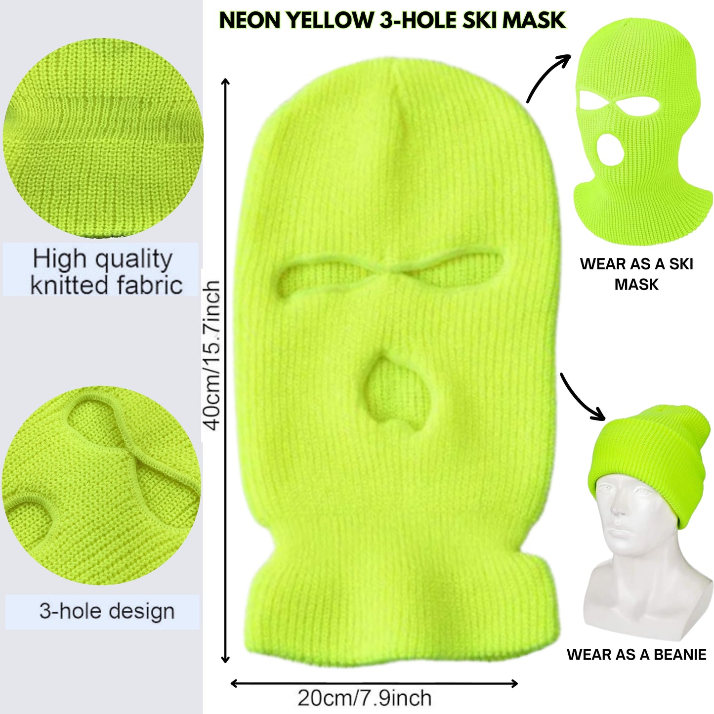 Neon Yellow Ski Mask