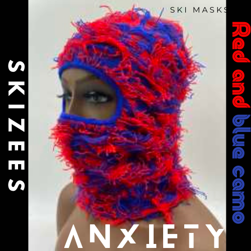 Anxiety Red and Blue Camo Balaclava