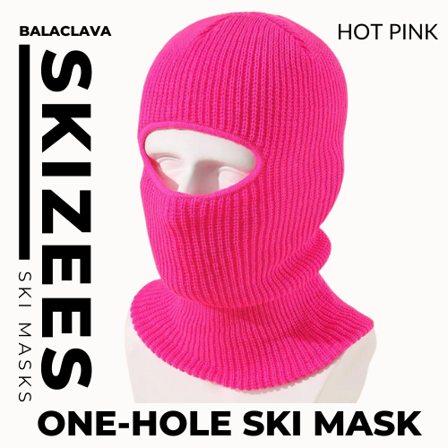 PINK One hole ski mask Hot Pink balaclavas for women and childrens outdoor protection from cold weather, sports gear. Snowboarding skiing, skateboarding cycling and motorcycle use. FIts perfectly under most helmets.