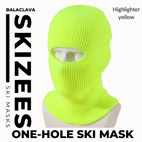 highlighter yellow One hole ski mask balaclava for outdoor construction workers, landscapers, transportation, work crews it's comfortably under hardhats protects against dust in cold weather