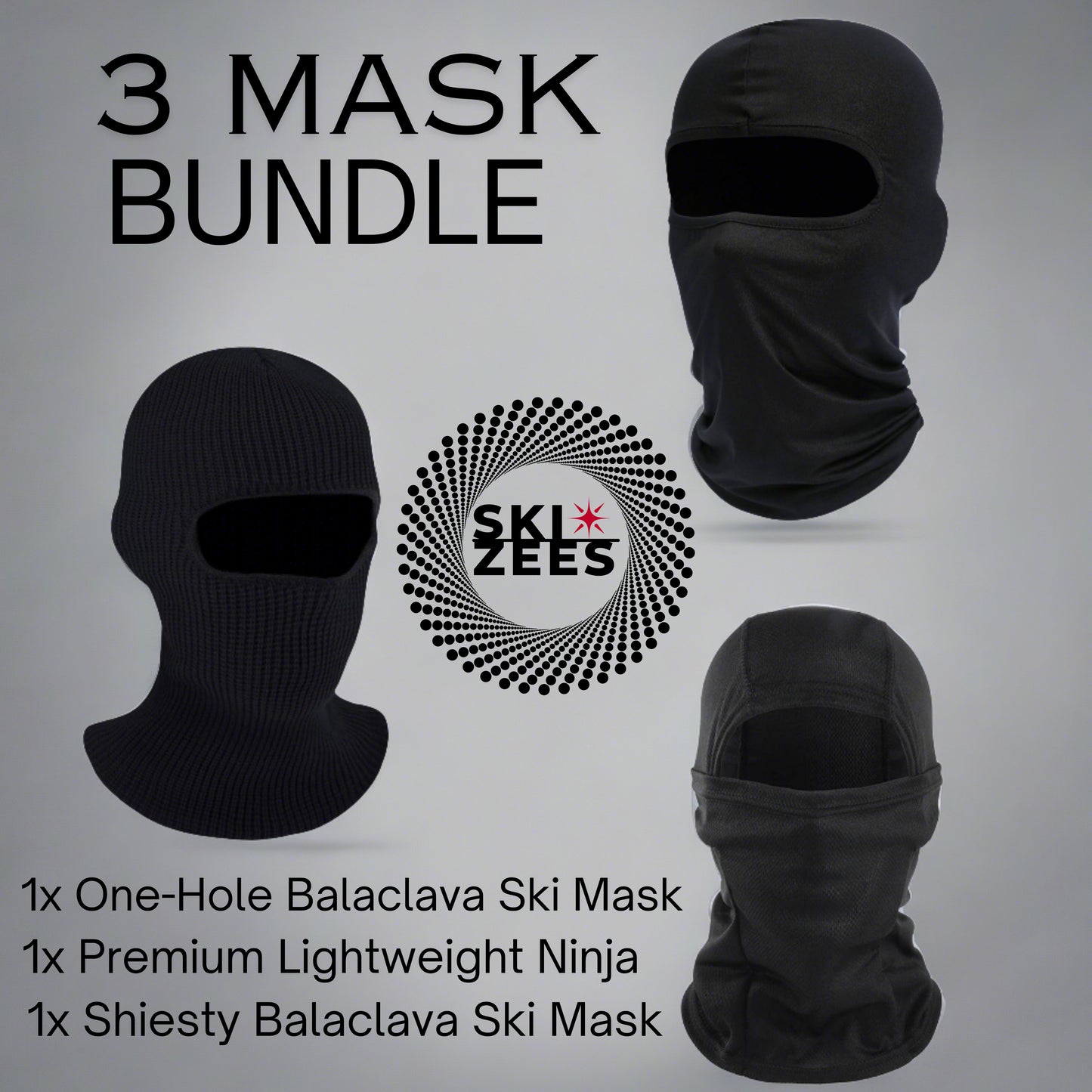 Three mask bundle, balaclava ski mask, premium, lightweight ninja, Sheisty balaclava ski mask