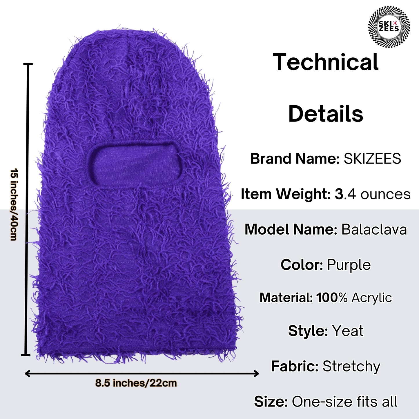 skizees purple stringy balaclava ski mask