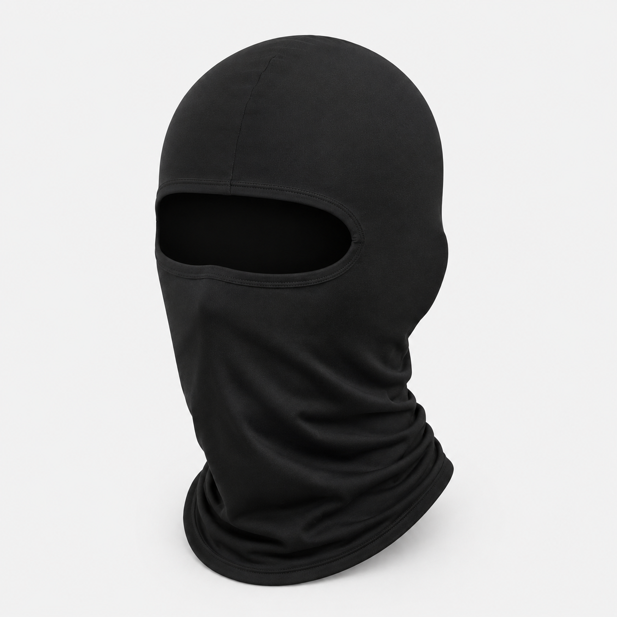Black balaclava on a light gray background