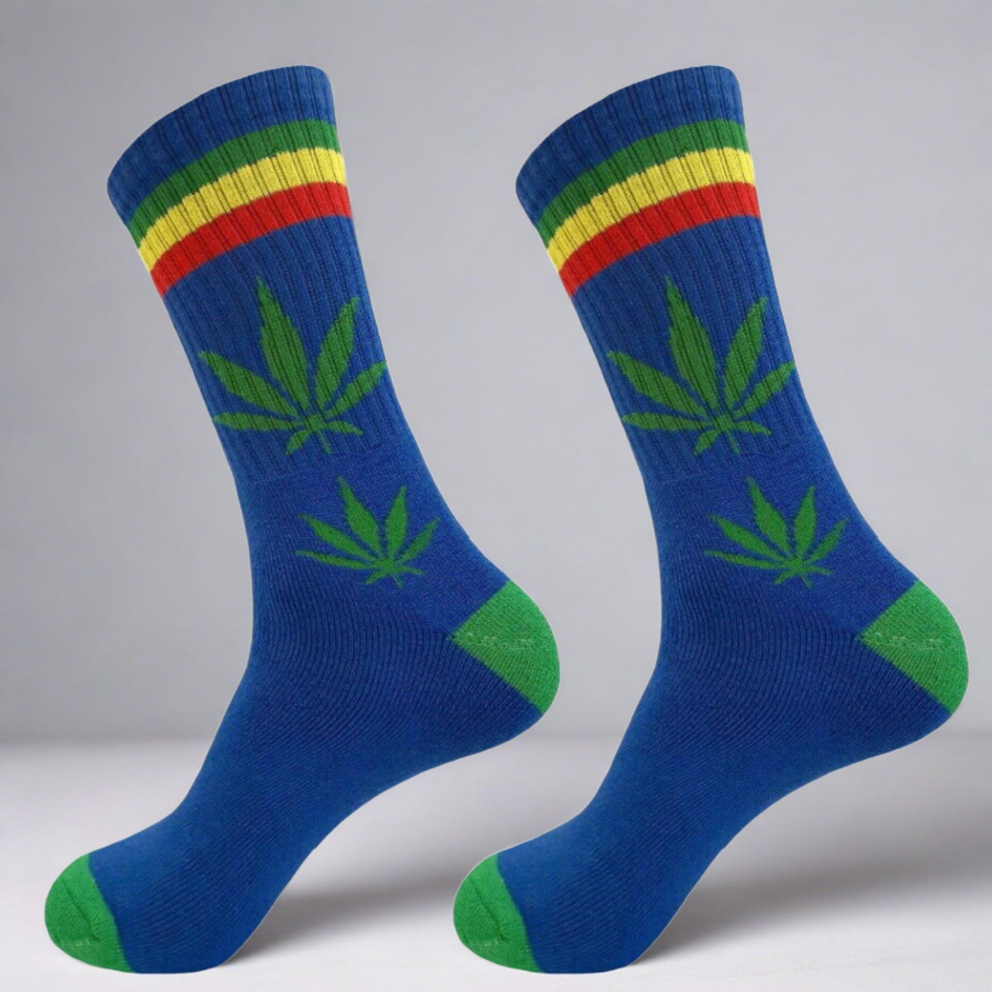 blue and green weed socks