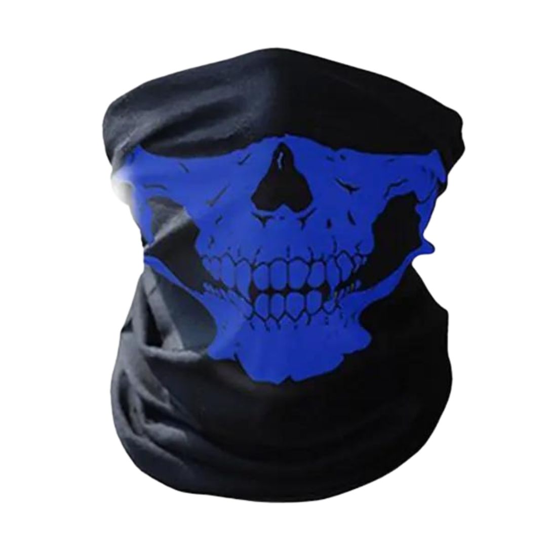 Versatile Skull Face Gaiter Tube Mask - Breathable, Non-Slip, Multi-Use - Available in Red & Blue