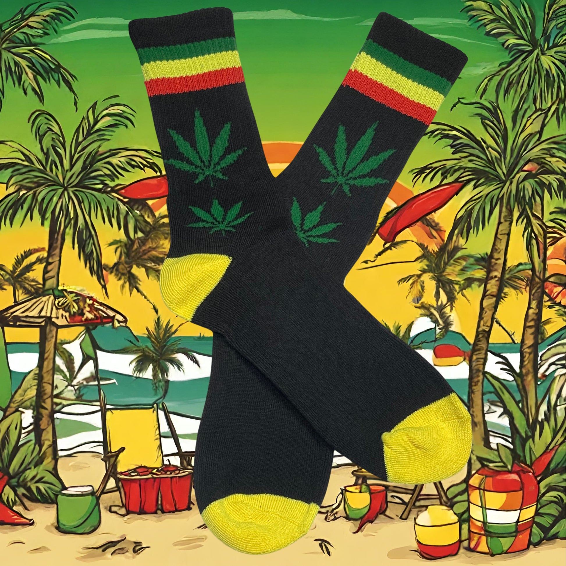 Rastafarian beach party crew socks