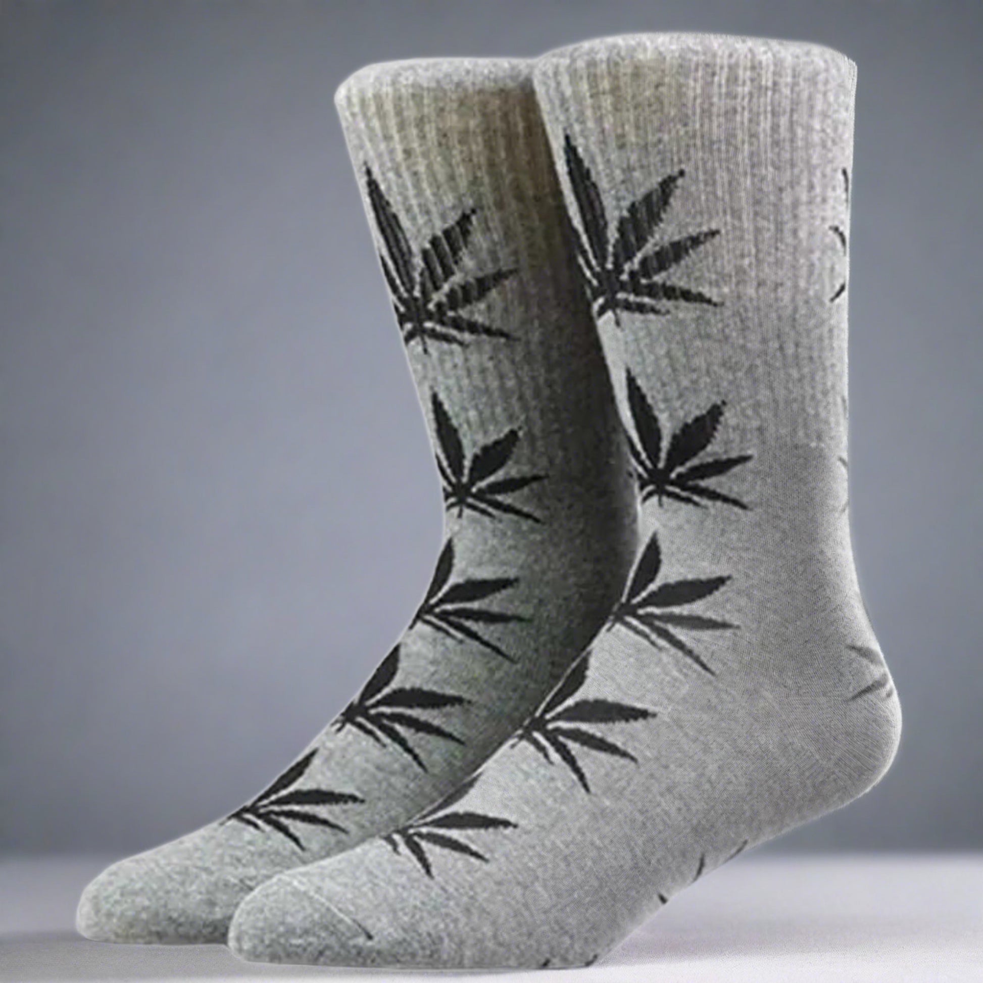 Black and gray weed socks crew.