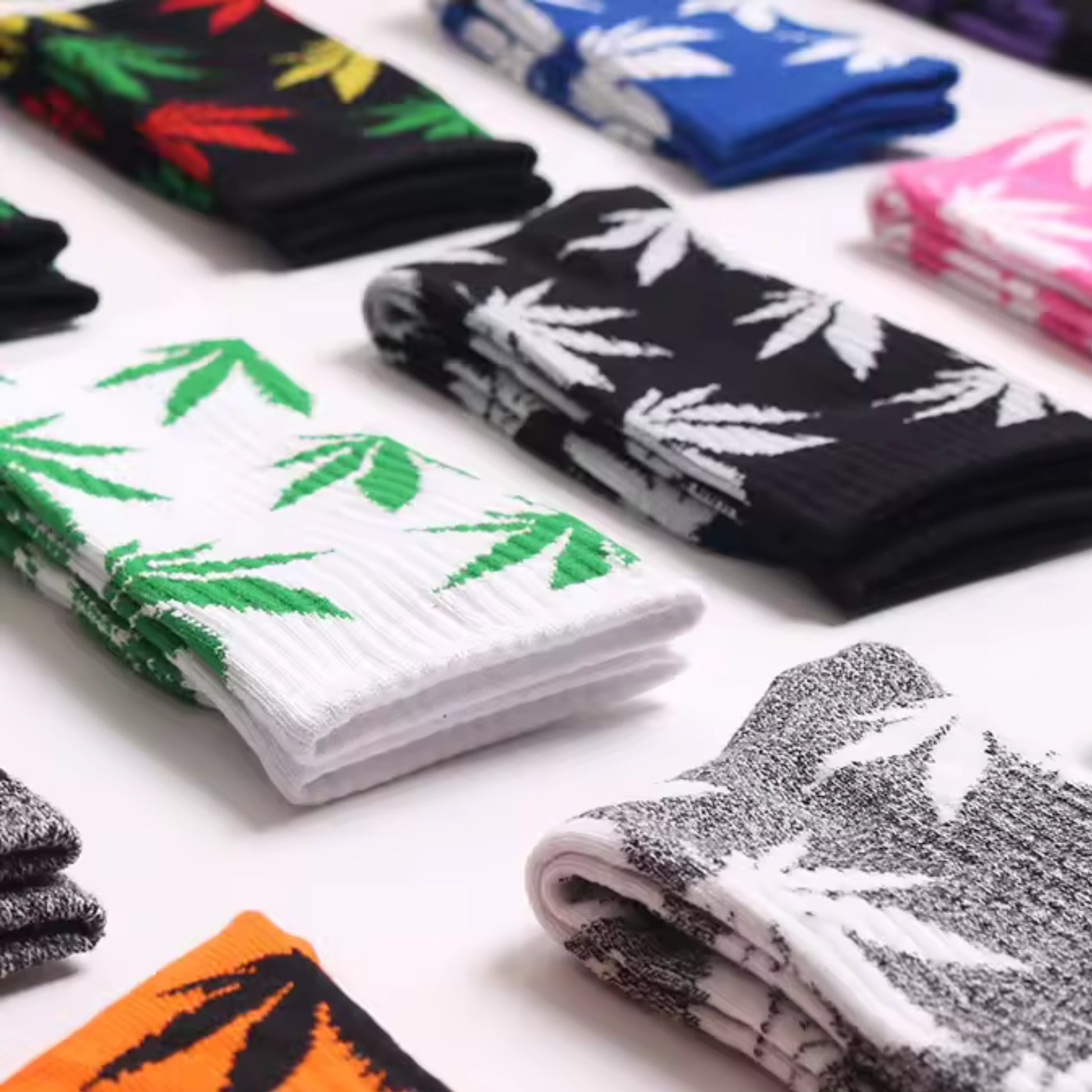 Variety of marijuana, crew, socks 