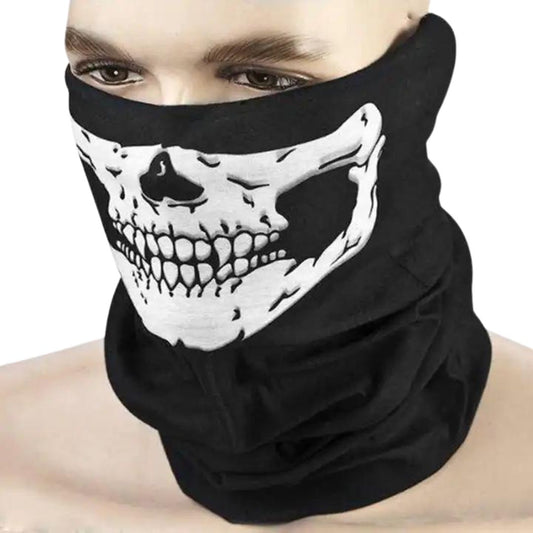 Versatile Skull Face Gaiter Tube Mask - Breathable, Non-Slip, Multi-Use - Available in Red & Blue
