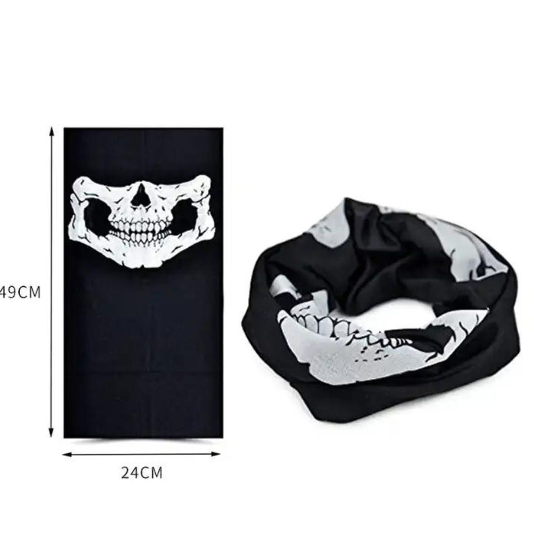 Versatile Skull Face Gaiter Tube Mask - Breathable, Non-Slip, Multi-Use - Available in Red & Blue