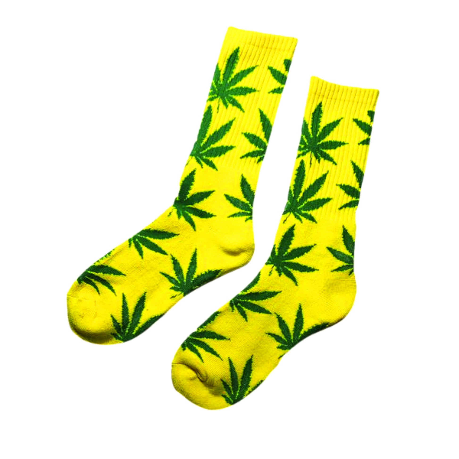 yellow marijuana leaf socks