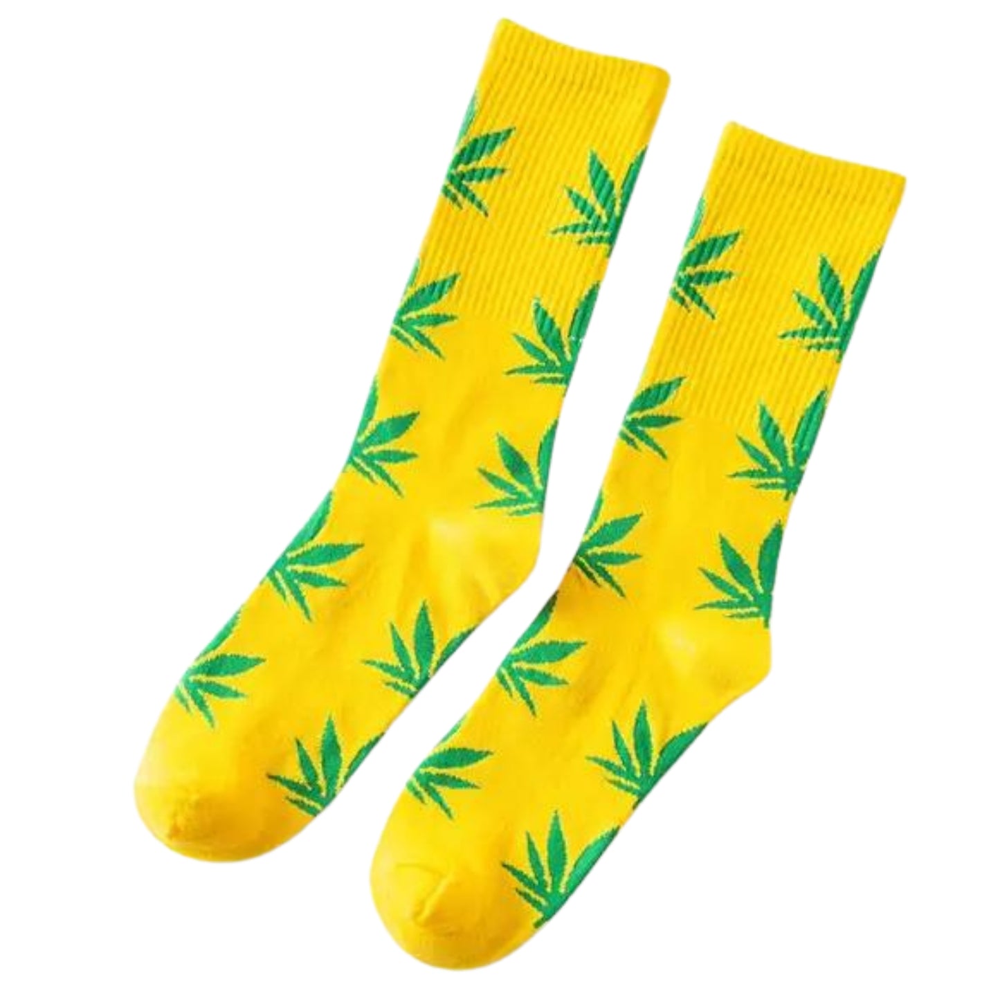 green leaves on yellow socks