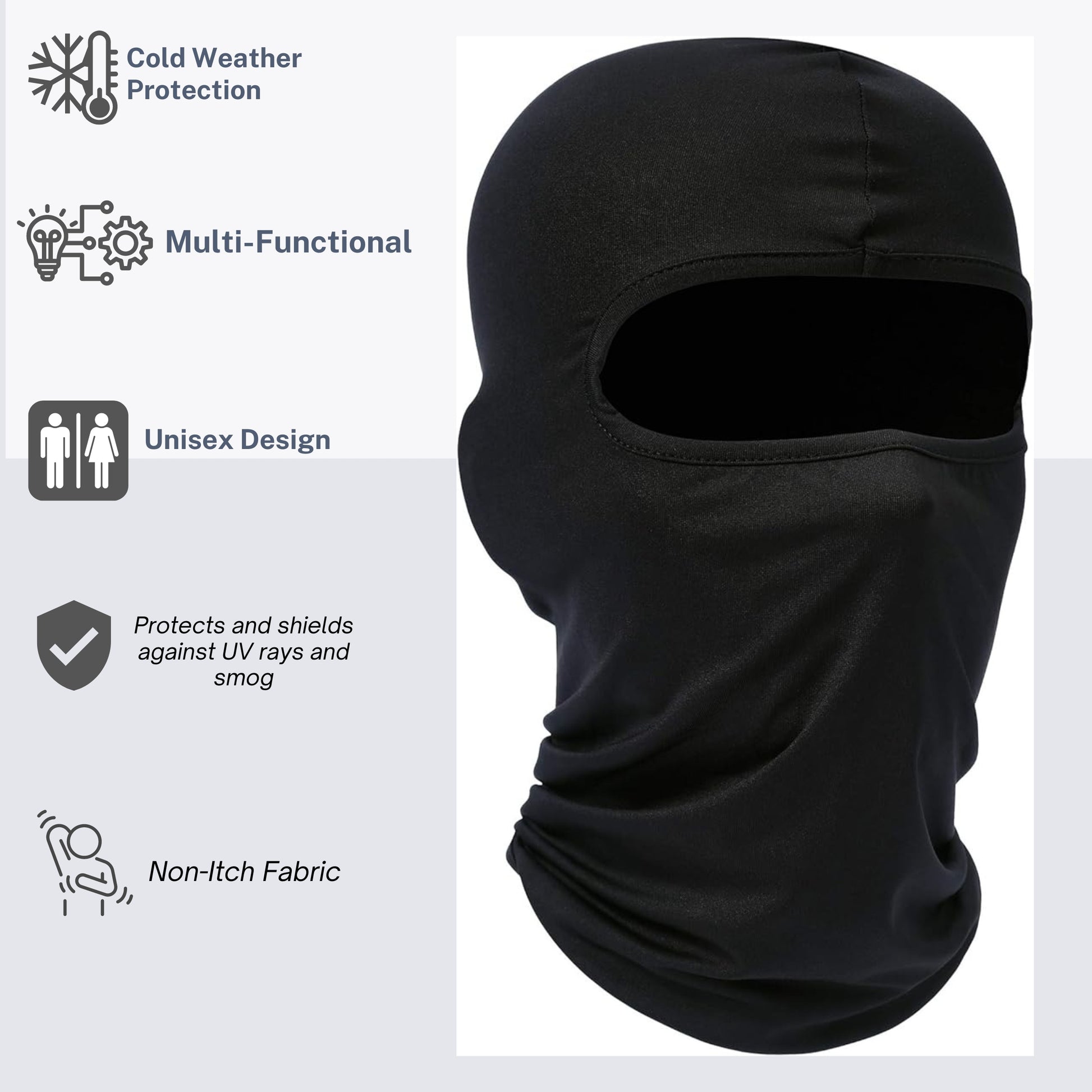 Cold weather protection, multifunctional, unisex design, protects against UV rays and smog non-inch fabric balaclava ski mass