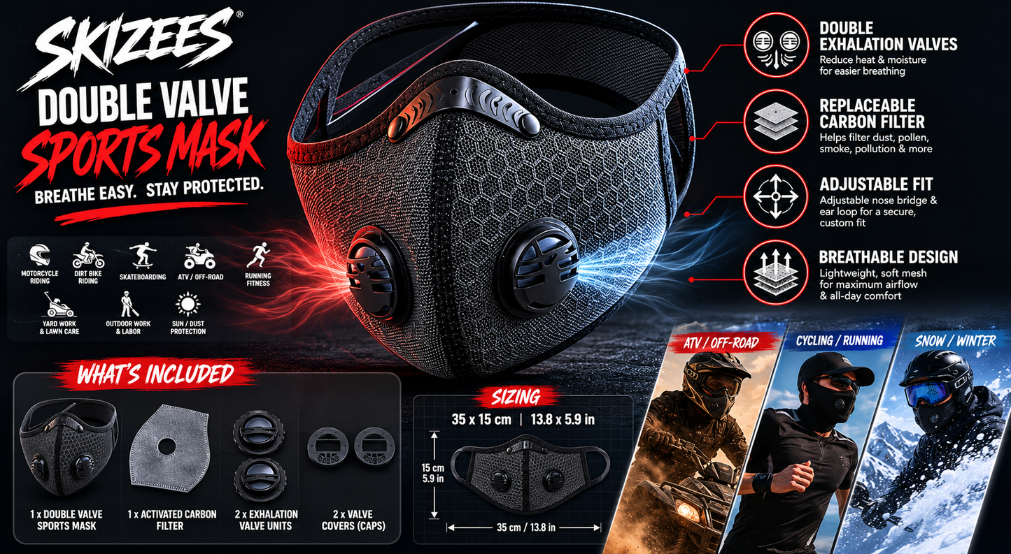 SKIZEES Double Valve Sports Mask