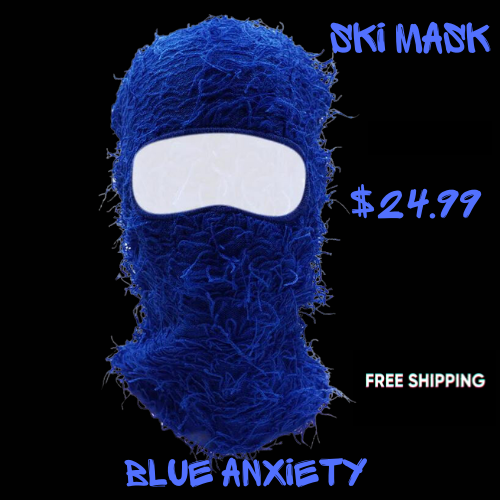 blue anxiety ski mask