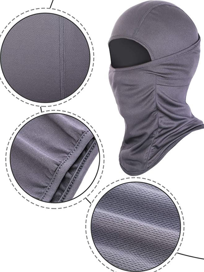 Gray Balaclava Ski mask face covergrey Balaclava ski mask face cover elastic and breathable fabric for football and outdoor sports all weather gear.