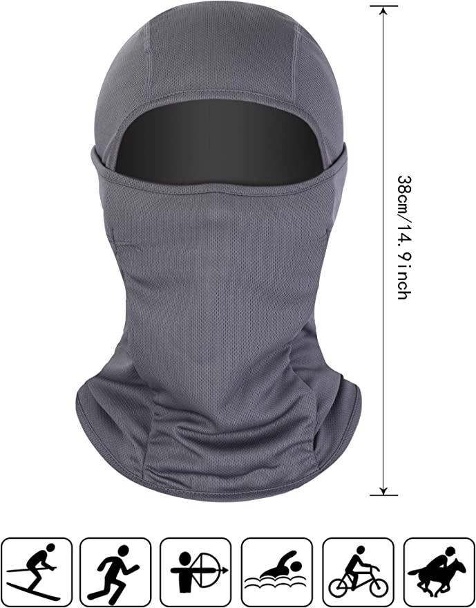 Grey shiesty Ski mask balaclava face mask for men and women - motorcycle bike snowboarding work fashion and outdoor sports gear - protection from cold weather wind dust and sun - accessories for mens and women